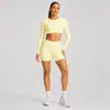 Conjunto Esportivo de Manga Curta com Costas Nuas Transfronteiriço para Mulheres com Bojos Top Fitness Roupa Esportiva ao Ar Livre Roupa de Yoga