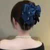 Presilha de Cabelo com Franja de Cristal Céu Estrelado Transfronteiriça e Laço de Cetim para Mulheres, Grampo Elegante Estilo Coreano, Acessório de Cabelo Completo para a Parte de Trás da Cabeça