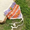 Lenço Francês Triângulo Dopamina Transfronteiriça Estilo Mambo Menta Faixa de Cabeça de Tricô Faixa de Cabeça com Flores Faixa de Cabeça Pastoral Vazada