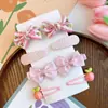 8 piezas Nuevo lazo de tela rosa dulce de rosa pinza para el pelo de niños par de pinzas de corazón rosa para niña accesorios para el pelo