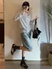 Pantalones cortos de mezclilla premium con salpicaduras vintage para mujer, nuevo estilo de verano 2026, delgados de cintura alta de pierna ancha, rectos, adelgazantes, de longitud media