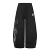 Calça Casual com Bordado de Letras Design Retrô Americano para Homens e Mulheres 2026 Solta Emagrecimento Versátil Calça de Perna Larga Calça Longa