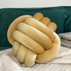 Almohada nórdica Ins, almohada de bola de nudo de cuerda de tres hilos, almohada de terciopelo dorado tejida a mano, cojín de ventana salediza con nudo