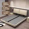 Cama Minimalista Estilo Italiano para Uso Doméstico em Couro Genuíno, Modelo Novo Simples de Cama Grande para Quarto Principal, Cama de Casal com Armazenamento, Cama de Casamento, Cama Grande em Couro Genuíno