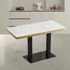 Mesa Rectangular Individual de Pizarra de Lujo Ligero, Espesor de Aleación de Titanio y Aluminio, Bordes Envolventes, Patrón de Mármol, Impermeable, Cubierta de Mesa de Acero Inoxidable para Comedor