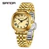 Reloj Sanda para Mujer, Reloj de Acero Compacto Resistente al Agua para Negocios, Cuadrado de Moda Retro con Escala Romana, Reloj de Cuarzo para Mujer