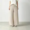 Pantalones anchos de estilo japonés Issey Miyake para mujer, de cintura alta, cintura elástica, corte holgado, con paneles, largo cropped, pantalones casuales versátiles
