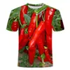 Camiseta de Verano 2024 con Estampado de Verduras 3D Digital para Hombre y Mujer, Camisa Casual de Cuello Redondo de Manga Corta, de Moda