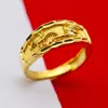 Anillo Abierto de Cobre Chapado en Oro Estilo Étnico 24K Patrón de Dragón para Hombre Anillo de Fénix para Mujer Anillo de Pareja Dragón y Fénix Dorado Arena Ajustable