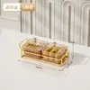 Caja de Dulces Compartimentada de Lujo Ligero con Tapa Transparente a Prueba de Polvo y Bandeja, Alto Valor Estético, Caja de Plástico para Snacks y Frutos Secos para la Sala de Estar