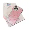 Centro Rosa con Lazo Polvo de Brillo Adhesivo Adecuado para Funda de Teléfono iPhone 17 Pro Max Apple 16 Cubierta Protectora Anti-Caídas