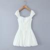 8057-24 Inverno Novo Ombro Francês Bordado de Renda Vento de Desejo Puro Cintura Emagrecedor Vestido Saia