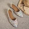 Sapatos Femininos Tamanho Grande Estilo Chanel Slip-On Raso 2025 Mocassins de Tecido Casuais Versáteis Sapatos Baixos