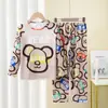 Ropa de Casa Transfronteriza para Bebés y Niños Niños y Niñas Pijama de Manga Larga Delgado Tailandés Grande Infantil Dibujos Animados Traje de Aire Acondicionado Conjunto