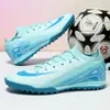 Zapatillas Deportivas de Fútbol para Hombres Adolescentes Tejido Fly-Knit Transfronterizas Tenis al por Mayor Sin Costuras Tacos Largos de Caña Baja Zapatos de Entrenamiento para Hombres