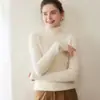 Nuevo Suéter Grueso de Cachemira para Mujer Otoño e Invierno, Cuello Alto Color Sólido Otoño e Invierno Ajuste Delgado Adelgazante Suéter de Punto Básico con Diseño de Canalé para Mujer