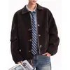 Chaqueta de Gamuza con Hebilla de Avión Maillard para Hombres y Mujeres, Otoño Retro Holgada Estilo Old Money Casual Versátil Abrigo Corto