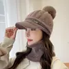 Chapéu Casual Versátil Estilo Coreano para Mulheres Outono e Inverno Pelo de Coelho Bico de Pato Ciclismo Chapéu Quente Inverno Proteção de Orelha Chapéu de Lã Tricotado