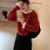 Cardigan de Tricô Renda Estilo Tweed Indústria Pesada Feminino Outono e Inverno Novo Solto e Versátil Suave Ceroso Doce Jaqueta Suéter