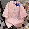 Camiseta de Manga Corta con Tie-Dye Chic de Moda Estilo Americano de Algodón Puro de Peso Pesado para Hombres y Mujeres, Verano Holgada Adelgazante Cuello Redondo Top de Pareja