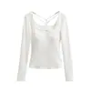 Camiseta Base de Manga Larga Moderna y Elegante con Copas en el Pecho para un Look de Primavera Chic y Versátil, Top Camiseta Interior Ajustado para Mujer