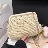 Bolso Tejido Francés, Bolso de Playa Estilo Vacaciones Junto al Mar para Mujer, Bolso Cruzado de Paja con Cadena de Textura de Alta Gama Hecho a Mano para Exportación