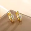 Xuping Joias Moda Brincos Geométricos Criativos Brincos de Diamante de Duas Fileiras Personalizados para Mulheres Pequenos Argolas de Liga Personalizáveis