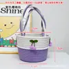 Bolsa de Mão Infantil de Corda de Algodão Fofa, Fashion, Simples, Fresca e Doce, Bolsa de Mão para Viagem de Férias, Cesta de Armazenamento Tecida
