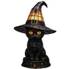 Lámpara de Gato con Sombrero de Bruja de Halloween, Lámpara de Mesa con Sombrero de Bruja de Halloween, Adorno