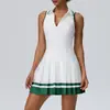 Vestido de Tênis Peça Única Color Block Transfronteiriço com Gola e Bojos no Peito, Secagem Rápida para Esportes Casuais ao Ar Livre Fitness 62120