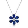 Collar de flor de plata esterlina S925 para mujer, colgante de tesoro azul profundo HW de repente olvídame cadena, cadena de clavícula transfronteriza de Europa y Estados Unidos al por mayor