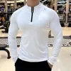 Ropa de Fitness para Hombres y Mujeres, Ropa de Manga Larga de Secado Rápido para Correr y Ciclismo de Primavera y Otoño, Tops de Entrenamiento con Cuello Alto y Media Cremallera