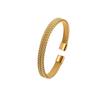 Pulsera de Malla Tejida Ajustable de Personalidad Exagerada Transfronteriza para Mujer, Acero de Titanio Chapado en Oro de 24K, Joyería Europea y Americana, Brazalete Abierto