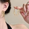 Pendientes de aro liso exagerados europeos y americanos de aguja de plata S925 para mujer, pendientes de alta gama que adelgazan el rostro redondo, pendientes de moda con personalidad que combinan con todo