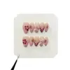 Personalización Transfronteriza Amazon Más Vendido Estilo Chica Dulce-Cool Picante Europeo y Americano Rojo Rosa Pintado a Mano Estampado de Leopardo Uñas Francesas Transfronterizas Hechas a Mano