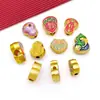 Cuentas espaciadoras de calabaza de aceite con goteo de oro estilo chino con agujero pasante, monedas de la fortuna, accesorios para pulseras DIY que atraen la riqueza