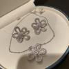 Collar S925 Nuevo Estilo Diamante Completo Acero de Titanio Diamante Completo Girasol Flor Grande Lujo Ligero Nicho Elegante Colgante Clavícula
