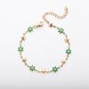 Europeu e Americano novo simples elegante flor pingando Margarida + estrela de cinco pontas misturado 18K ouro pulseira moda tudo-combina