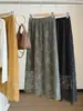 Falda Midi de Ganchillo con Bordado Pesado Estilo Retro Francés para Mujer Estilo Otoño Encaje Hueco Adelgazante de Longitud Media con Abertura Falda Recta