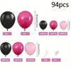 Set de Globos Negro, Rojo Rosa y Rosa de 94 Piezas de Venta Caliente Transfronteriza para Bodas, Cumpleaños, Aniversarios, Pedidas de Mano y Venta al por Mayor