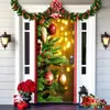 Decoración de Cubierta de Puerta de Navidad Tela de Fondo Verde de Navidad Cubierta de Puerta de Navidad Colgante de Puerta Decoración de Fiesta de Año Nuevo Tapiz de Cubierta de Puerta