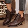 Botas de Moda Transfronteiriças Europeias e Americanas Estilo Britânico de Inverno 202543 Bico Fino Cadarço Comércio Exterior Tamanho Grande Atacado Tamanho Grande