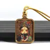 Pingente Mini Thangka de Aço Titânio Cinnabar Estilo Xizang, Oito Divindades Guardiãs, Deus Amarelo da Riqueza, Amuleto Pingente Buddha da Vida Passada e Presente Atacado