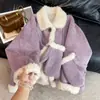 Jaqueta de Inverno com Forro de Fleece para Meninas 2025 Novo Casaco Espesso com Pelo Integrado para Crianças Maiores Casaco Moderno