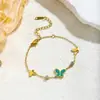 Pulsera Tridimensional de Moda con Diseño Hueco y Pedrería, Accesorio de Moda Popular, Acero de Titanio Chapado Transfronterizo Color Perla Conservación del Color Mariposa Diseño Hueco