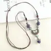 Nuevo Estilo Chino Tendencia Nacional Artístico Collar de Cerámica Colgante Largo Morado Sandía Cadena para Suéter Nicho Versátil Gargantilla de Estilo Antiguo