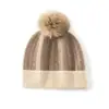 Gorro de cachemira para mujer para invierno, gorro de punto cálido y a prueba de frío, gorro de pescador de color liso para exteriores con pompón, gorro para clima frío, gorro holgado