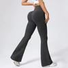 Calças de Perna Reta Femininas Novo Estilo Transfronteiriço Cor Sólida Tricô Canelado Cintura Alta Slim Versátil Sem Costura Yoga Flare