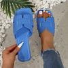 Sandálias H de Verão Europeias e Americanas Transfronteiriças Tamanho Grande Rasteirinhas Sapatos Femininos Antiderrapantes Respiráveis Versáteis Sapatos H Femininos Slip-Ons Tudo-Em-Um