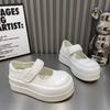Zapatos Planos para Mujer Estilo Mary Jane Francés Piel Genuina Modelo Nuevo Verano 2026 con Velcro, Lindos Retro Dedo Gordo Suela Gruesa Primavera y Verano